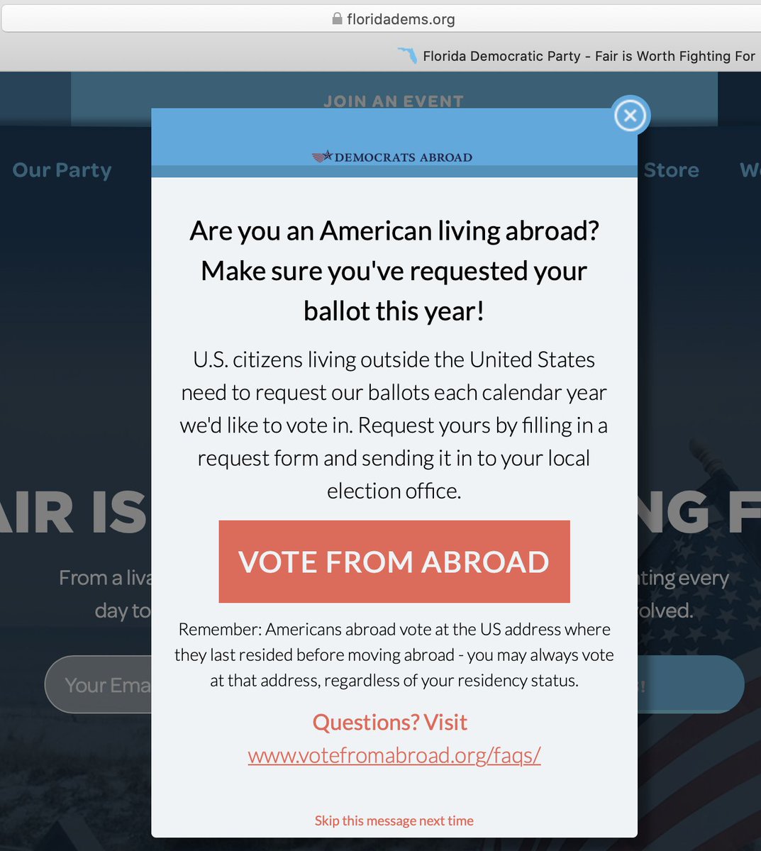 *Encourage your state Dem party to include this on the landing page of their website for  #AmericansAbroad.We nearly doubled the overseas turnout in 2020, but we can do even better if we continue to raise awareness in simple ways like this.3/4