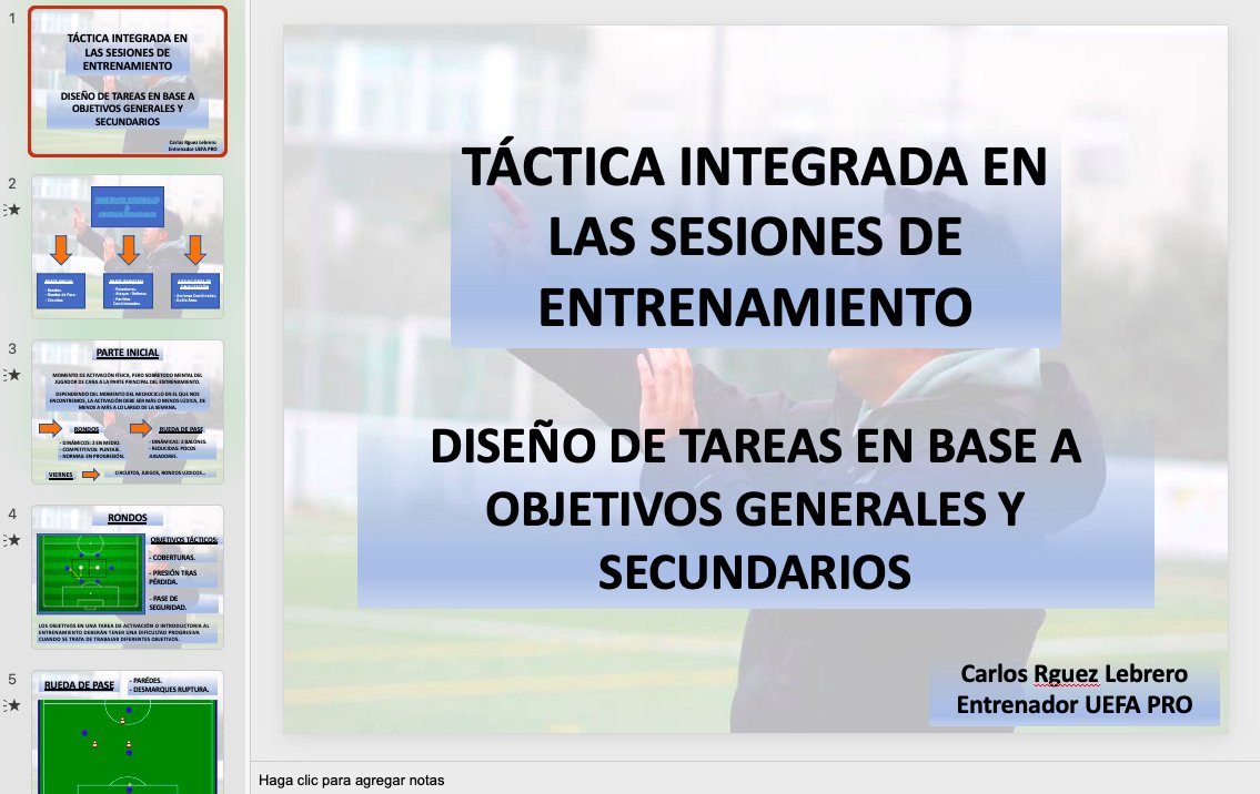 🧑‍💻Trabajando en el siguiente contenido:

⚽️E-BOOK: ¿Cómo integrar la táctica en las sesiones y tareas de entrenamiento?
➡️Pequeñas herramientas con ejemplos de programación de una sesión que nos ayuden al diseño de las mismas.

📩MD para más info e interesados.