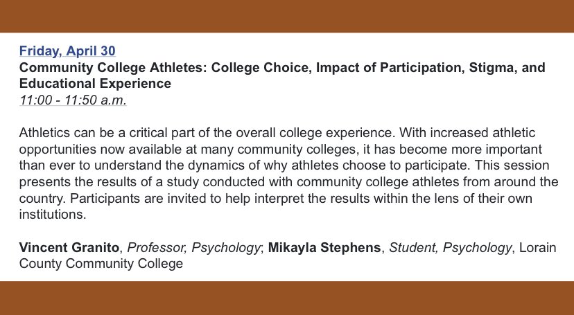 coachvgranito's tweet photo. As we close #CCMonth we are excited to present our research on community college student-athletes at @NISOD International Conference on Teaching and Leadership Excellence. Participation in athletics can build valuable life and work skills for these students. @NJCAA #LCCCproud https://t.co/3babC3guhR