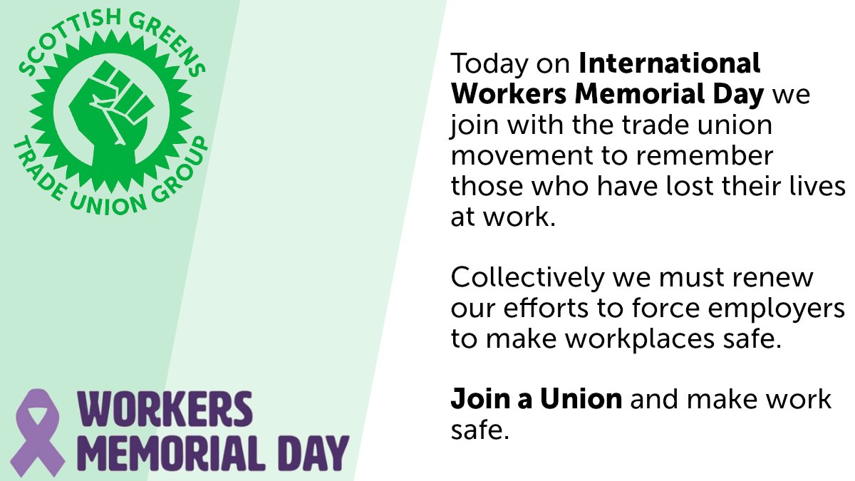 Today on International Workers Memorial Day we join with the trade union movement to remember those who have lost their lives at work.

Collectively we must renew our efforts to force employers to make workplaces safe.

Join a Union and make work safe.

#IWMD2021 #IWMD21