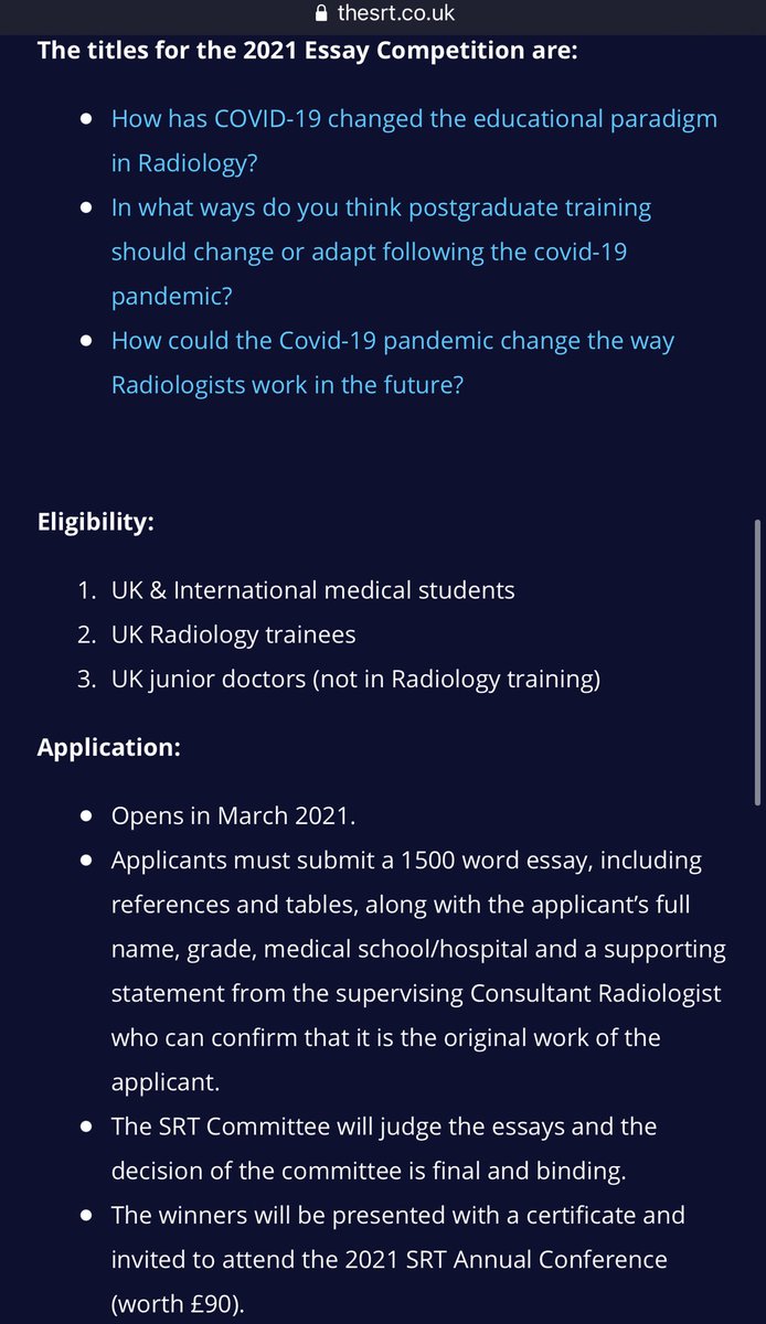 Calling all #medicalstudents #juniordoctors #radreg #radres ! We’re still accepting submissions for our Annual Essay Competition! Eligible for UK &amp; international applicants. Spread the word! thesrt.co.uk/students/medic…