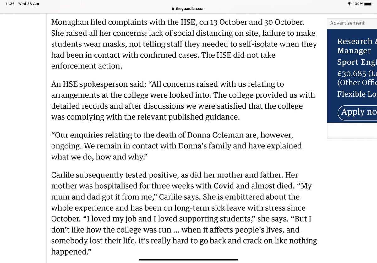 Another colleague raised concerns with HSE. The lack of mask wearing. Poor mask discipline being evident amongst pupils too, unsurprisingly given Gavin Williamson had made it clear they should not be turned away if no maskDonna was too fearful of repercussions if she did.
