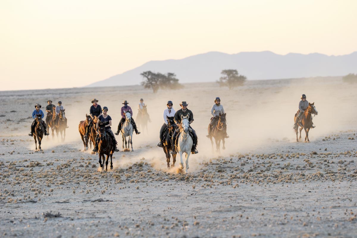 Home to some of the continent’s finest guides, Namibia offers far more safari options than you might expect at first glance. Sandy, open terrain makes it a wonderful destination for a riding safari, perfect for experienced riders looking for something off the beaten track 7/