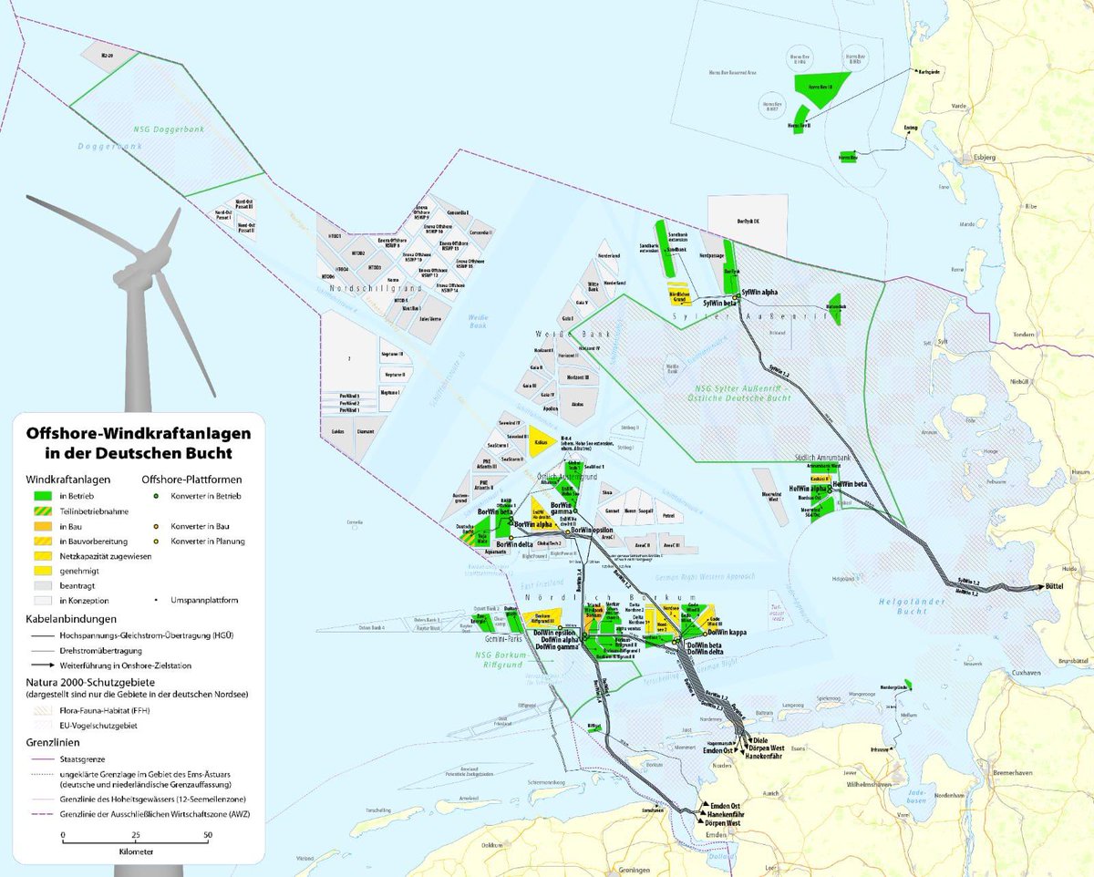 Van zulke kaartjes moet je toch niet alleen als Noordzeevisser schrikken. Een enorm industrieterrein willen maken op de Noordzee. Hier het Duitse deel van de Noordzee. Om het te verkopen toch een paar Naturschutzgebieten.
Duitsland dat notabene kernenergie uit faseert.