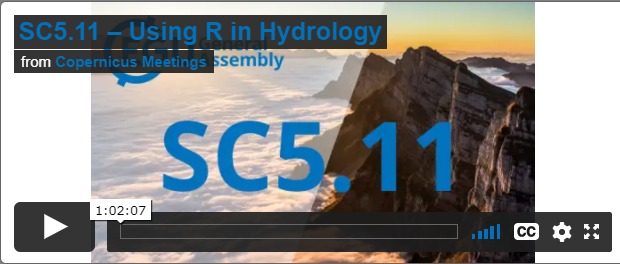 KFacerChilds's tweet photo. If you missed our #UsingRinHydrology short course at #vEGU21, it was recorded and can be viewed here: https://t.co/ocJTt6075y https://t.co/Jjp7rX5rYO