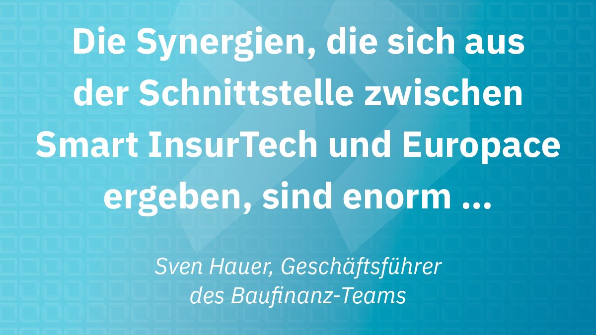 „Die Synergien, die sich aus der Schnittstelle zwischen Smart InsurTech und <a href="/Europace/">Europace</a> ergeben, sind enorm. Wir profitieren aus dem technischen Know-How des Hypoport Netzwerks und können Kunden, die in Smart Insur verwaltet werden, ohne großen Aufwand übernehmen." - Sven Hauer