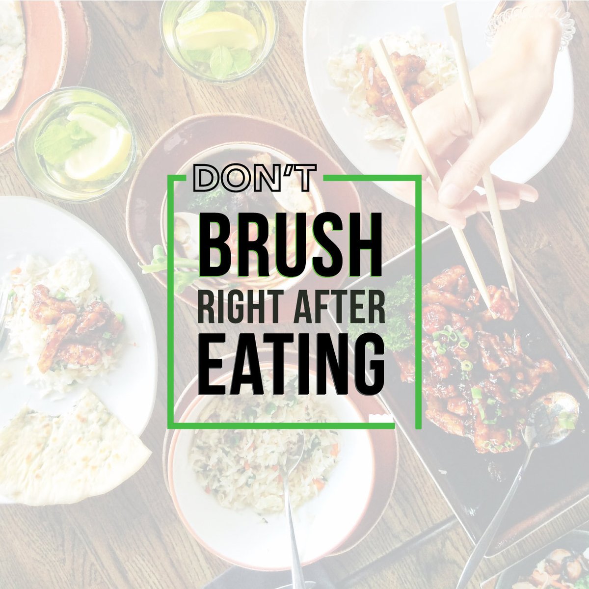 AFTER EATING, tooth enamel is temporarily weakened by acid produced by bacteria! Rinse with water or chew sugarless gum before brushing to protect your teeth! Xylitol slows destruction and enables some rebuilding of the enamel. HELPS prevent cavities!