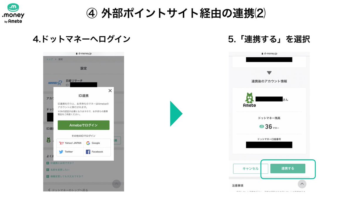 こんばんは🌝 本日は、ドットマネーの『外部ポイントサイトとのID連携方法』について紹介します😊 「#ポイントサイトからポイントの交換をしたら新しい口座が作られてた」  「#口座を一つにまとめたいけど方法がわからない」 などでお困りの方にぜひ確認していただきたい ...