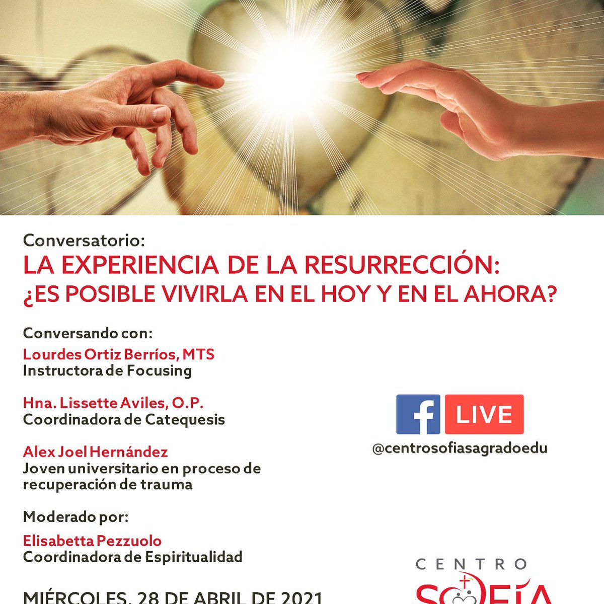 lurema45's tweet photo. Esta noche a las 7:00pm conversamos sobre Fe y Espiritualidad desde la Resurreccion en el hoy y el ahora. Date la vuelta por Centro Sofia - Sagrado https://t.co/Sex59PLg0a