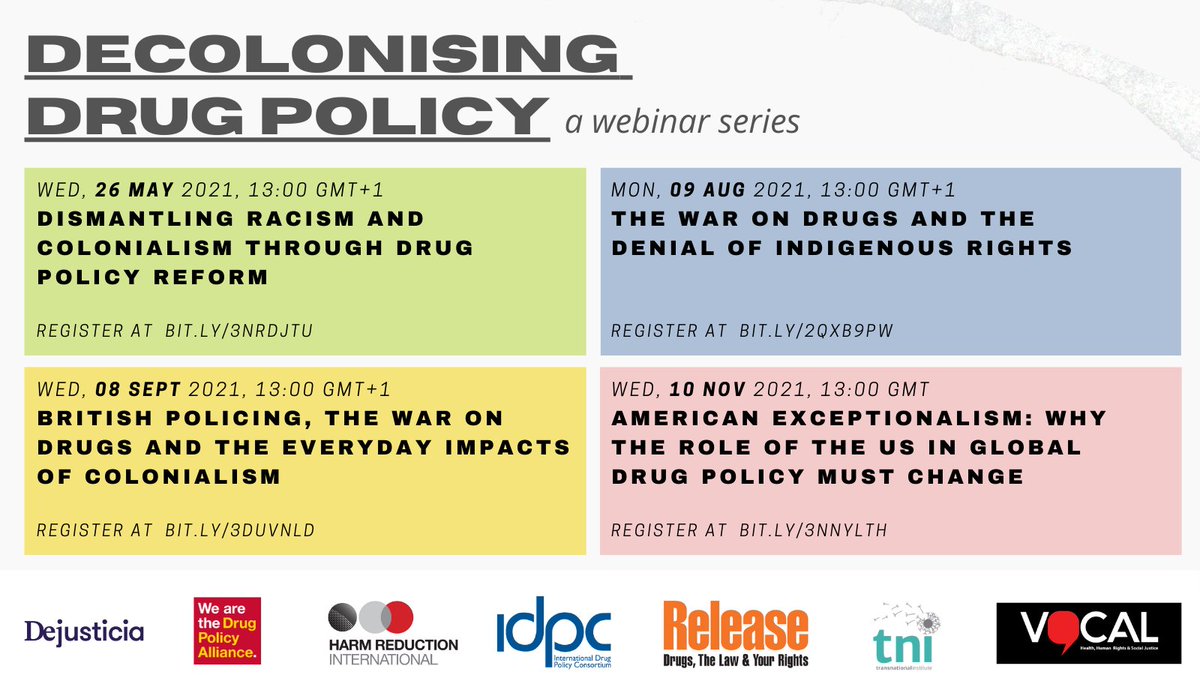 The war on drugs has provided the architecture within which racist and colonialist laws, policies and structures can operate. 

Join us for a series of discussions on the global war on drugs and how we can #DecoloniseDrugPolicy.