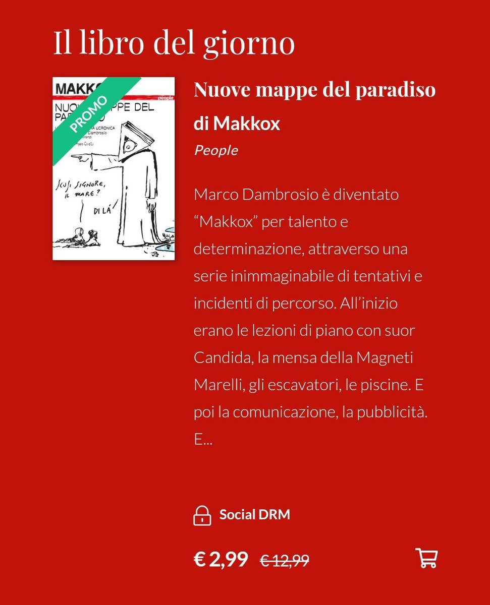 Continua la promozione che ci vede editori del mese su <a href="/Bookrep/">Bookrepublic</a>:
l'#ebook in supersconto di oggi #28Aprile è "Nuove mappe del paradiso" di <a href="/makkox/">makkox</a>.

Lo potete trovare a soli 2,99 euro su bookrepublic.it e in tutti gli store!