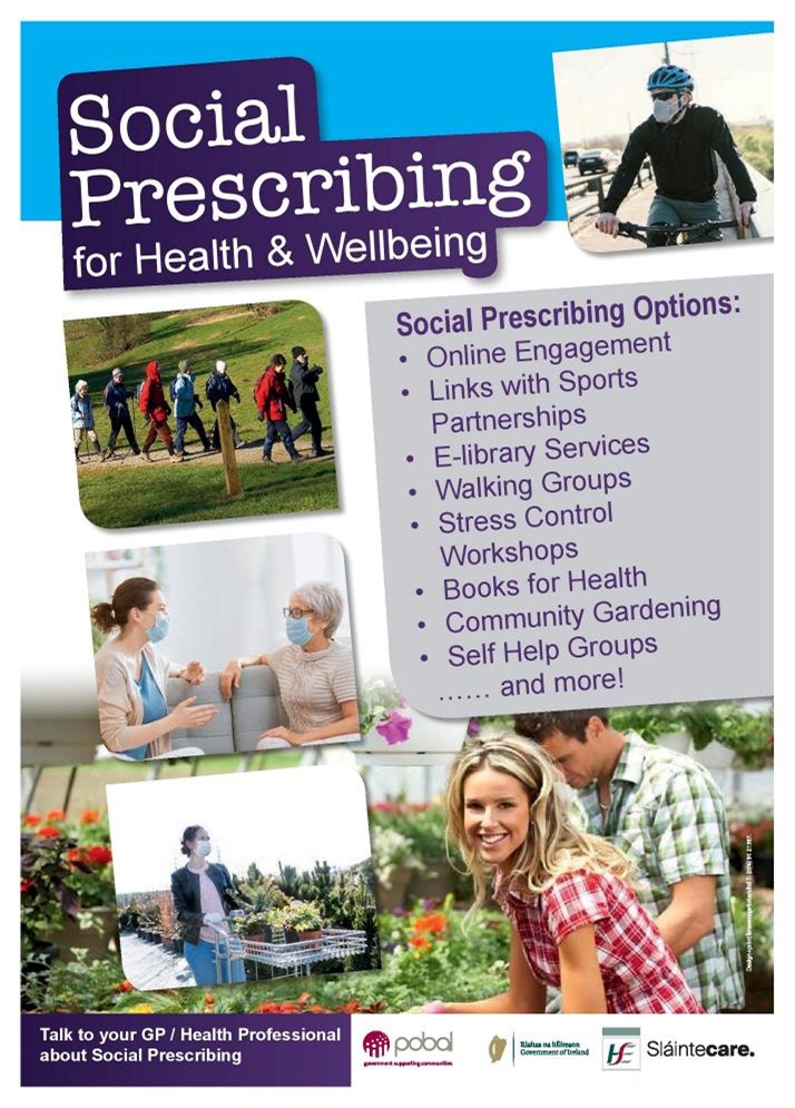 #RTPSocial Prescribing is about supporting the health and wellbeing of people by using community based activities and supportThere may also be an opportunity to attend self help sessions such as how to practice mindfulness.
For further Information please contact Sarah 086 0663789