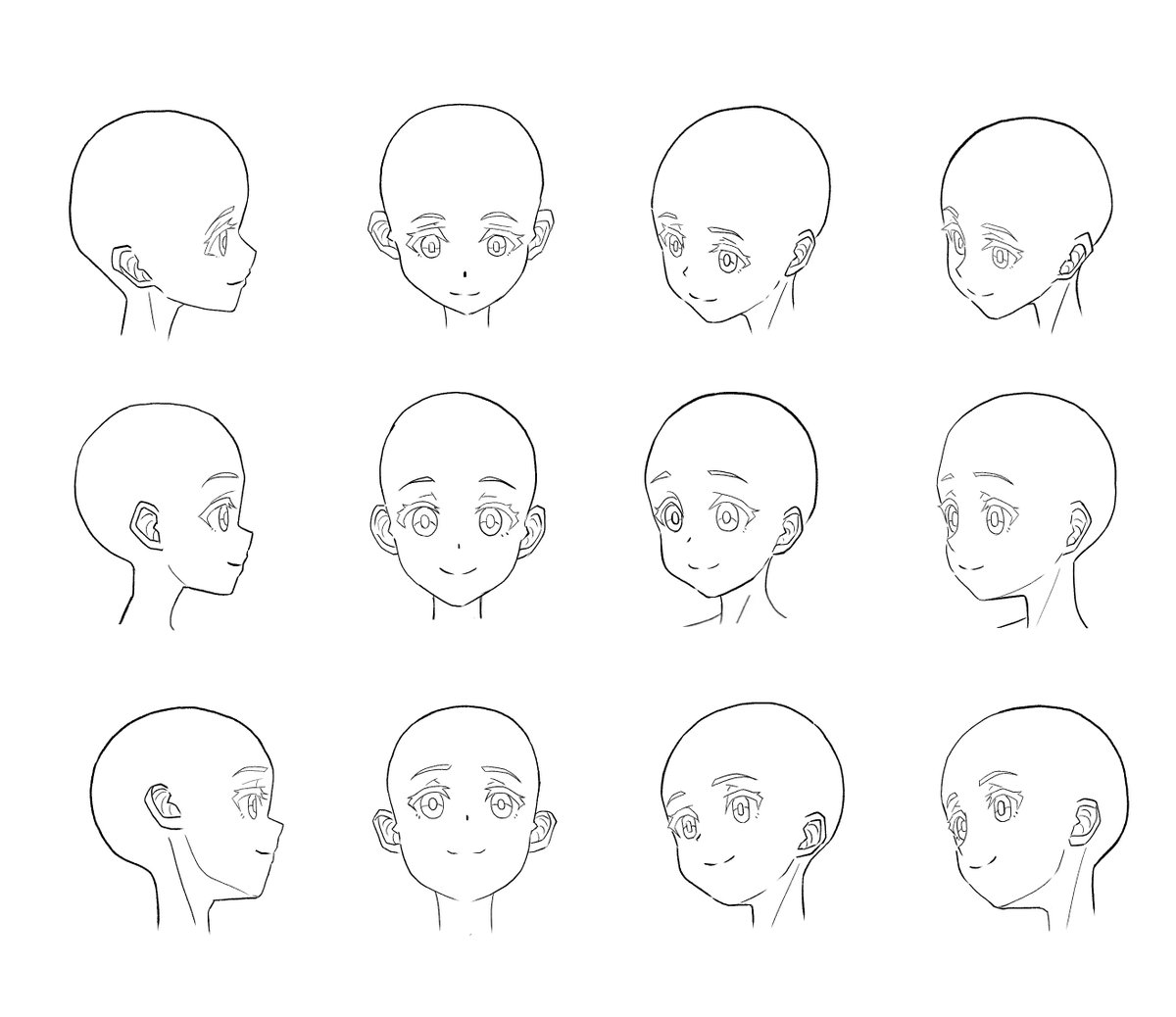 前回描いた輪郭の勉強の図を修正してみた
前回の絵は一人一人の印象がバラバラだったけど
今回はかなり近づいたと思う
←旧 新→ 