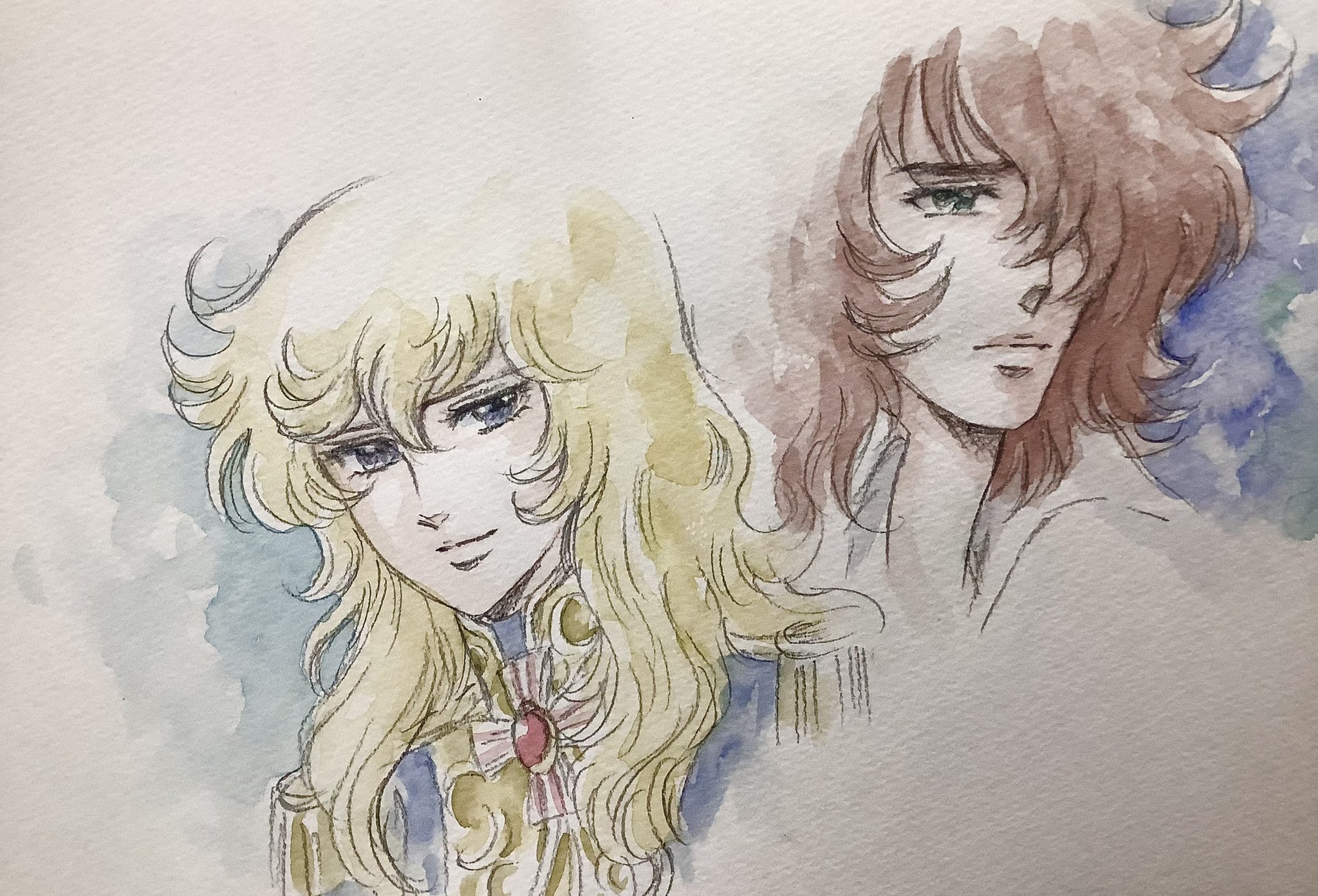 ゆきち ベルばらed愛の光と影のイメージで描きました ベルばらは原作もアニメも好きです しかしこのアンドレ 辛気臭い顔してる もちょっとカッコよくしてあげたかったなあ ベルサイユばら オスカル アンドレ 池田理代子 T Co 87xwsj53rg