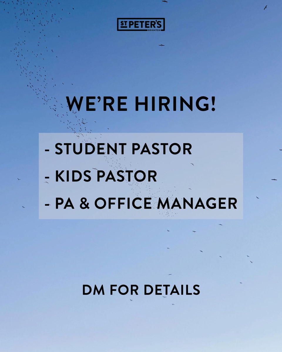 Wanna join the incredible team down in sunny Brighton? ☀️

If you’re interested in becoming our new Kids Pastor, Student Pastor or Office &amp; PA Manager, we’d really love to hear from you! DM us for the details ❤️