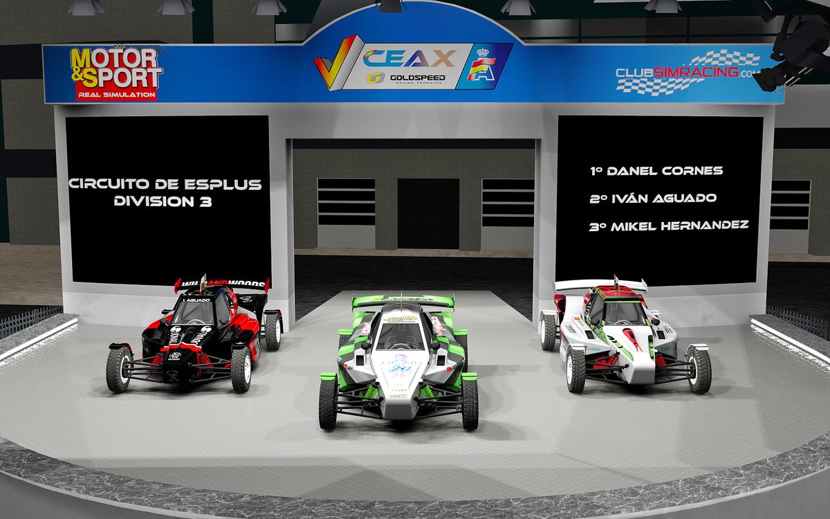 MotorReal's tweet image. PODIO DE LOS GANADORES DEL AUTOCROSS CIRCUITO DE ESPLUS VIRTUAL 2021 DIVISION 3. @CeaxVirtual 
1º @cornes_danel
2º @Ivanaguado78 
3º @ha_mikel