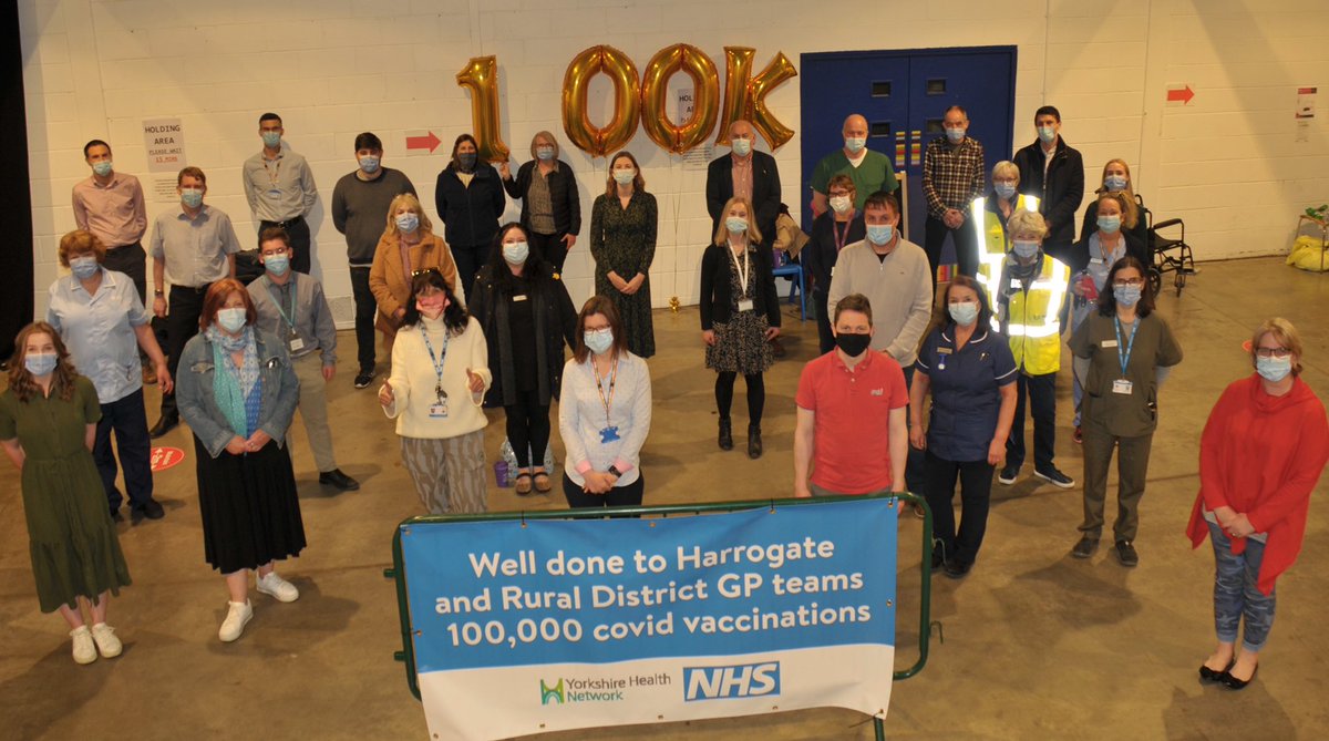 That’s 100,000 vaccines given. Well done, and thank you to all involved. Every GP surgery in the area, retired staff who returned, our extraordinary volunteers, the CCG, YEC, Ripon Racecourse, Yorkshire Health Network, and everyone who has come through the doors. Thank you!