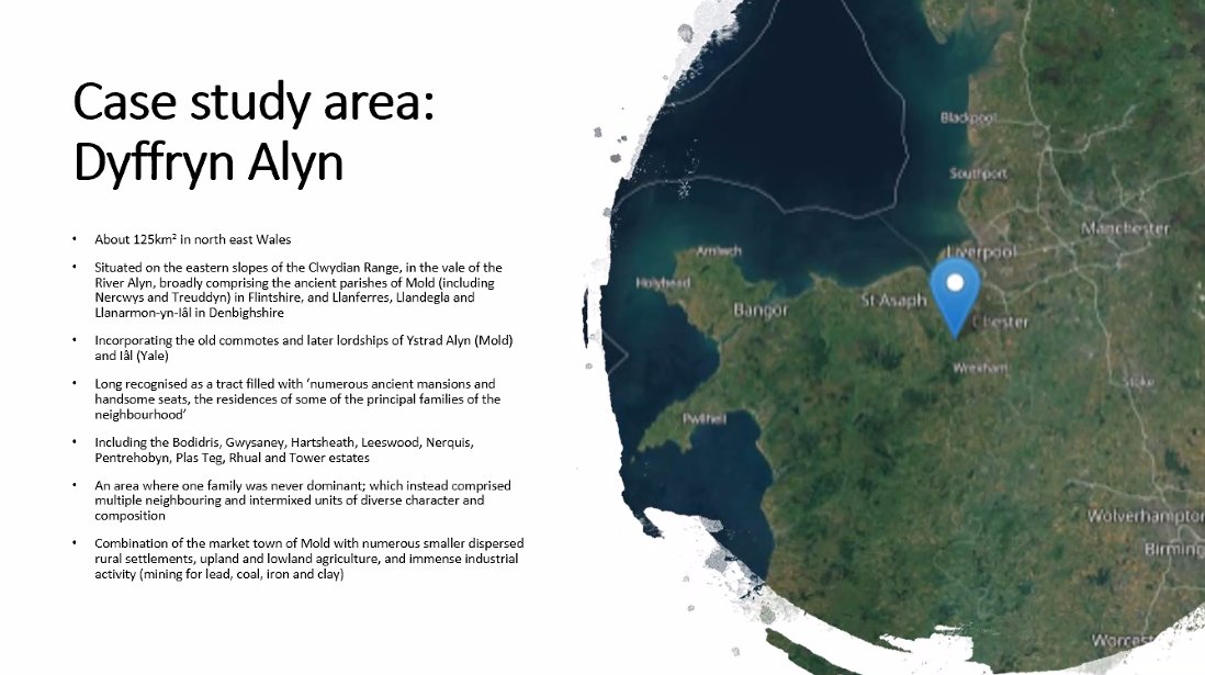 So tonight's case study is Duffryn Alyn in the historic counties of Denbighshire and Flintshire or the medieval Marcher Lordships of Mold and Yale.