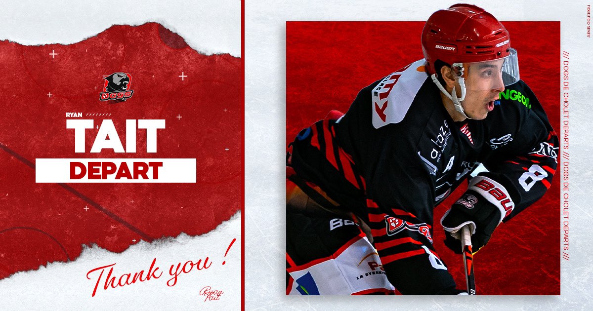 𝘿𝙚𝙥𝙖𝙧𝙩 ! 👏🏼

Cholet, tremplin vers la ligue Magnus ! 
Après une saison où il aura marquer les esprits, c’est au tour de Ryan Tait de s’envoler vers le plus haut niveau français. 😍

Nous tenons à le remercier pour ces deux belles saisons à Cholet !