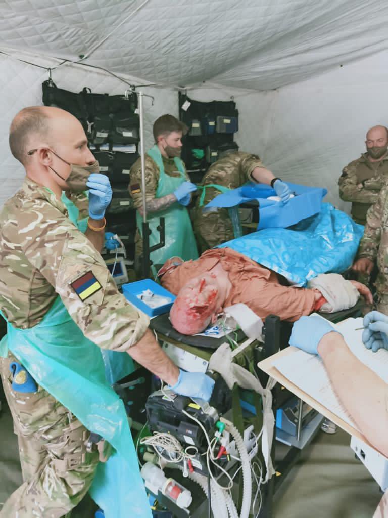 This soldier was wounded in a simulated attack by ISGS. Even if these incidents never happen, it’s reassuring to have the medical chain there for the mission.