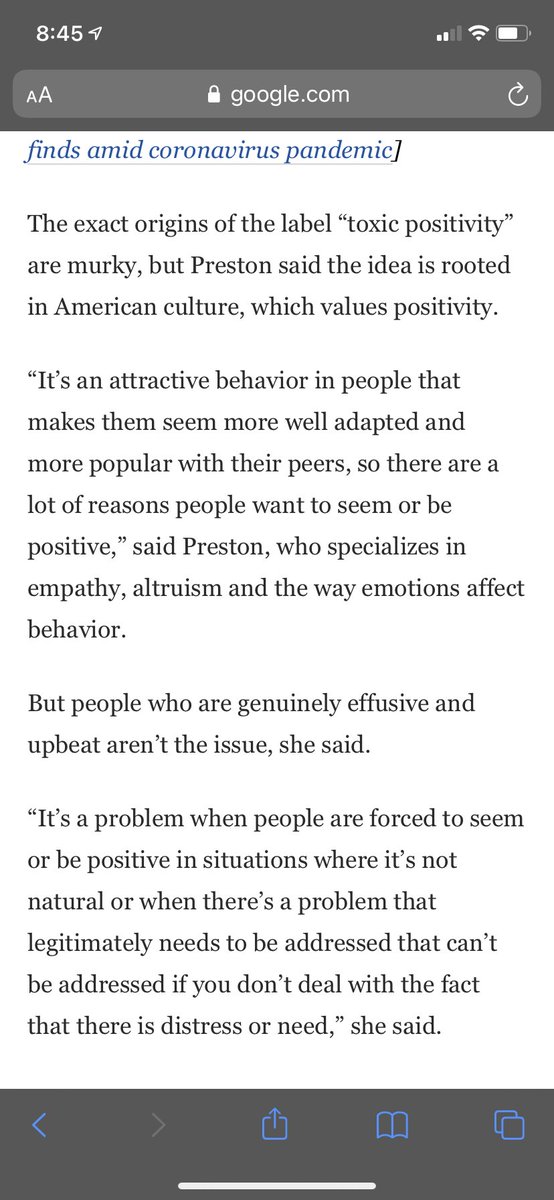 In this thread, I want to focus more on the related issue of toxic positivity, an American cultural issue that has specific evangelical expressions.Toxic positivity is a natural outgrowth of the “Protestant work ethic,” i.e. Christian-infused capitalism https://www.washingtonpost.com/lifestyle/wellness/toxic-positivity-mental-health-covid/2020/08/19/5dff8d16-e0c8-11ea-8181-606e603bb1c4_story.html?outputType=amp