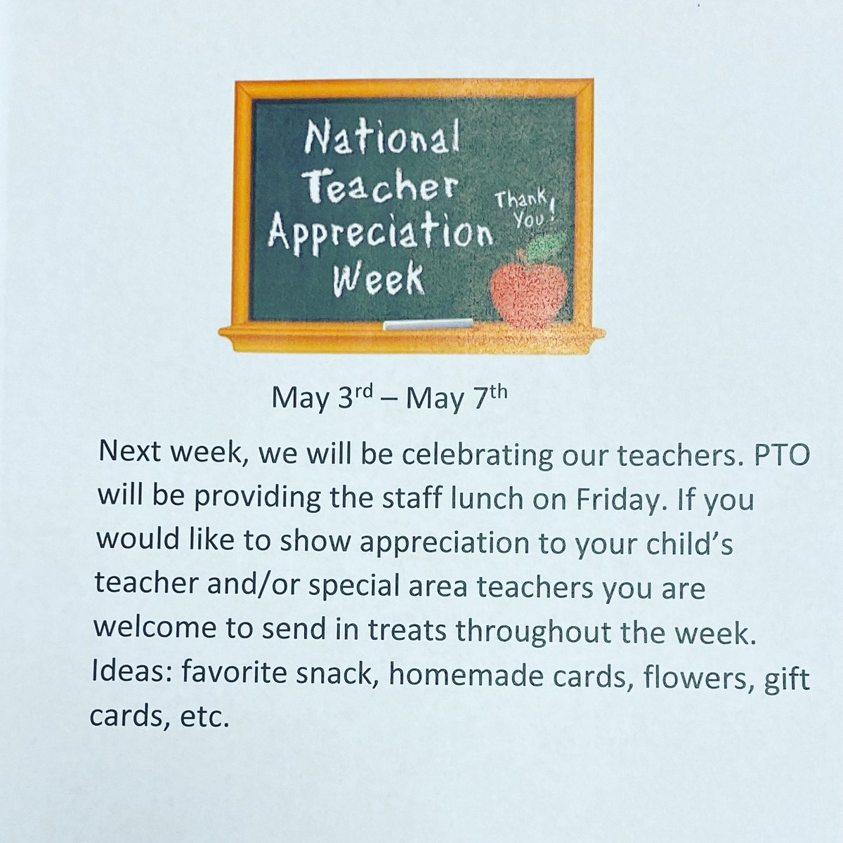 Teacher Appreciation Week May 3rd - May 7th #pcisrocks