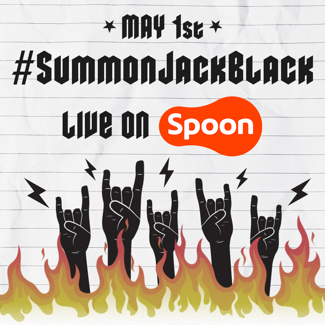 spoon_us's tweet photo. This Saturday we #summonjackblack LIVE on Spoon 🤘 https://t.co/1PNq97sey6