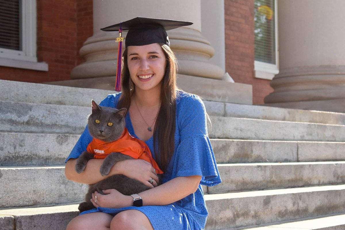 Jordan told me Peter goes everywhere with her. He walks well on a harness. He is a social butterfly. Jordan graduated from Clemson, and Peter was right there with her, jersey and all.This is Jordan and Peter, the cat formerly known as Igor. I am so incredibly proud of them.