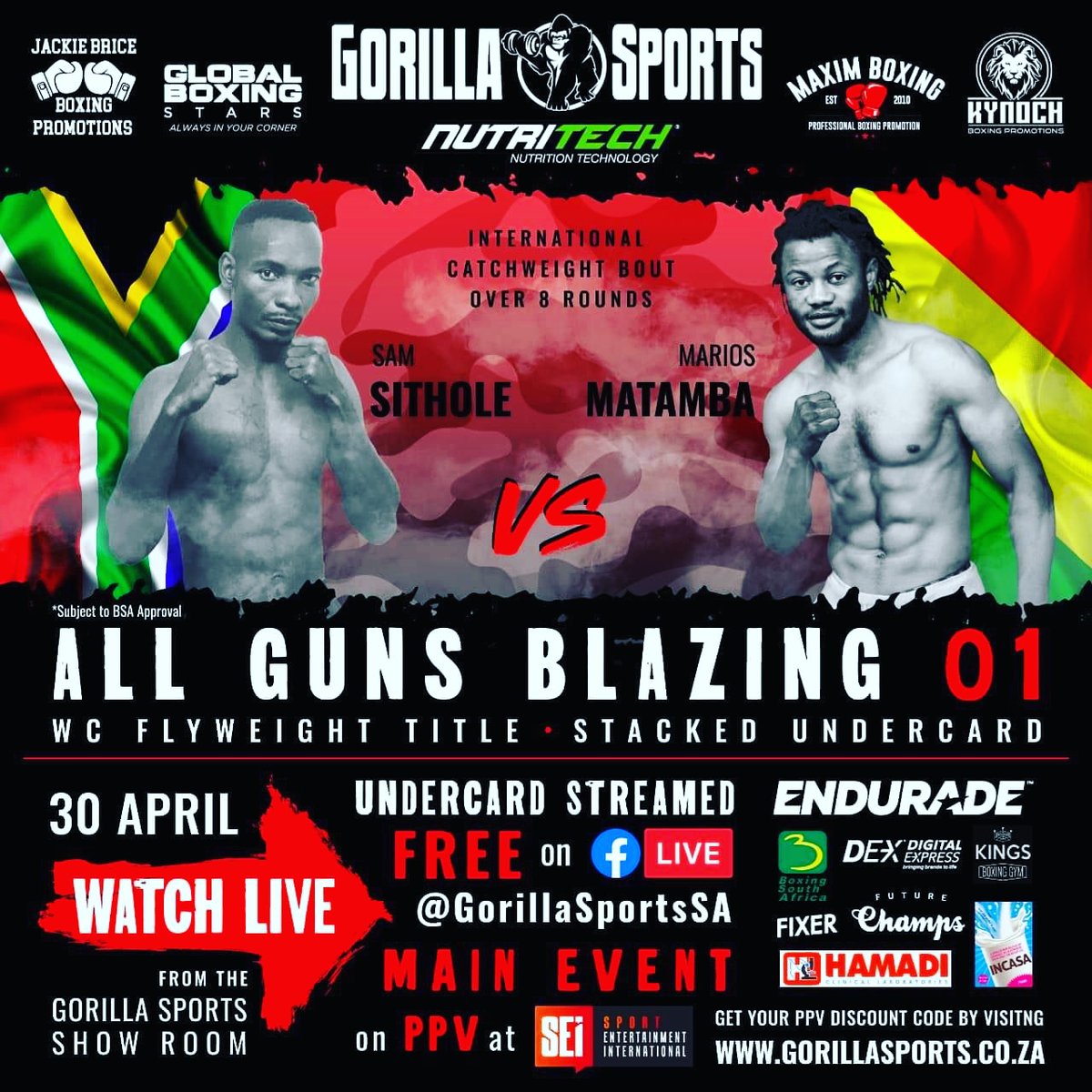 2 Days left to go🥊ready for the war! Friday, 30 April.
SON-OF-SSK✌💥🌈🦁🌏
<a href="/KynochBoxing/">Kynoch Boxing</a>
<a href="/FightAfrica1/">Fight_Africa</a> etc...