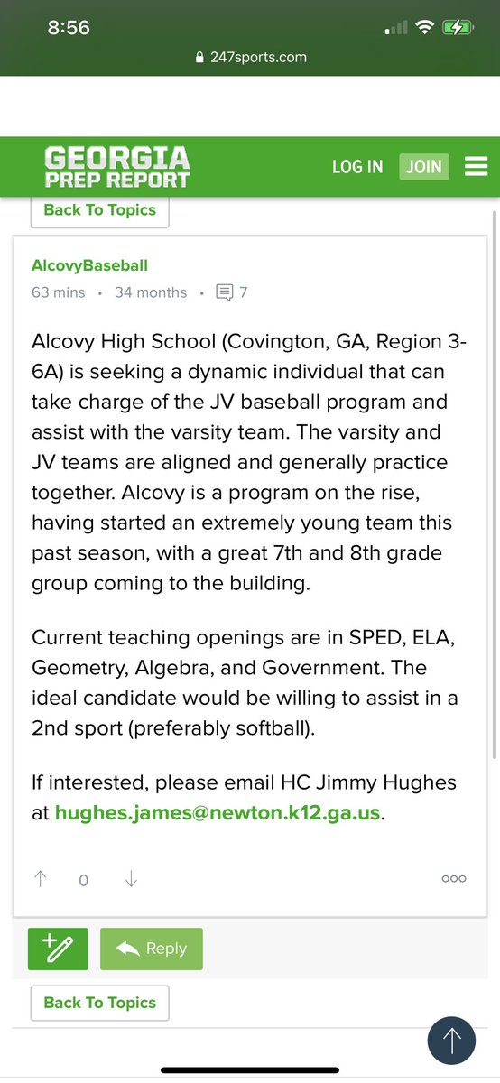 Come join us! Great place to work and amazing support from parents and admin. Current JV coach is moving up to the varsity staff so we need to make a hire. Young team with a LOT of potential the next couple of years!