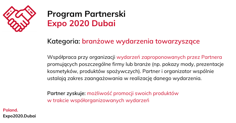 Udział Polski w #Expo2020Dubai zakłada organizację wielu branżowych wydarzeń towarzyszących📌, które dla przedsiębiorców mogą być doskonałą szansą na promocję swoich produktów.  
👉Szczegóły: expo.gov.pl/rusza-iii-edyc… 
@MRPiT_GOV_PL #PolandAtExpo #ExpoPL
