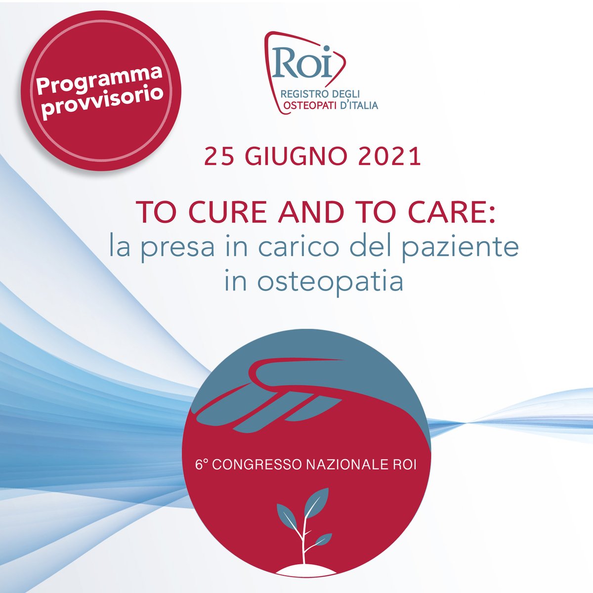 #CongressoROI2021 ecco il Programma provvisorio.
I lavori prevedono al mattino le sessioni: "To cure and to care" e “Pratica Clinica Osteopatica”, al pomeriggio Presentazione Orale degli Abstract, sessione sul Progetto CronOs e Tavola Rotonda.
registro-osteopati-italia.com/programma-cong…
