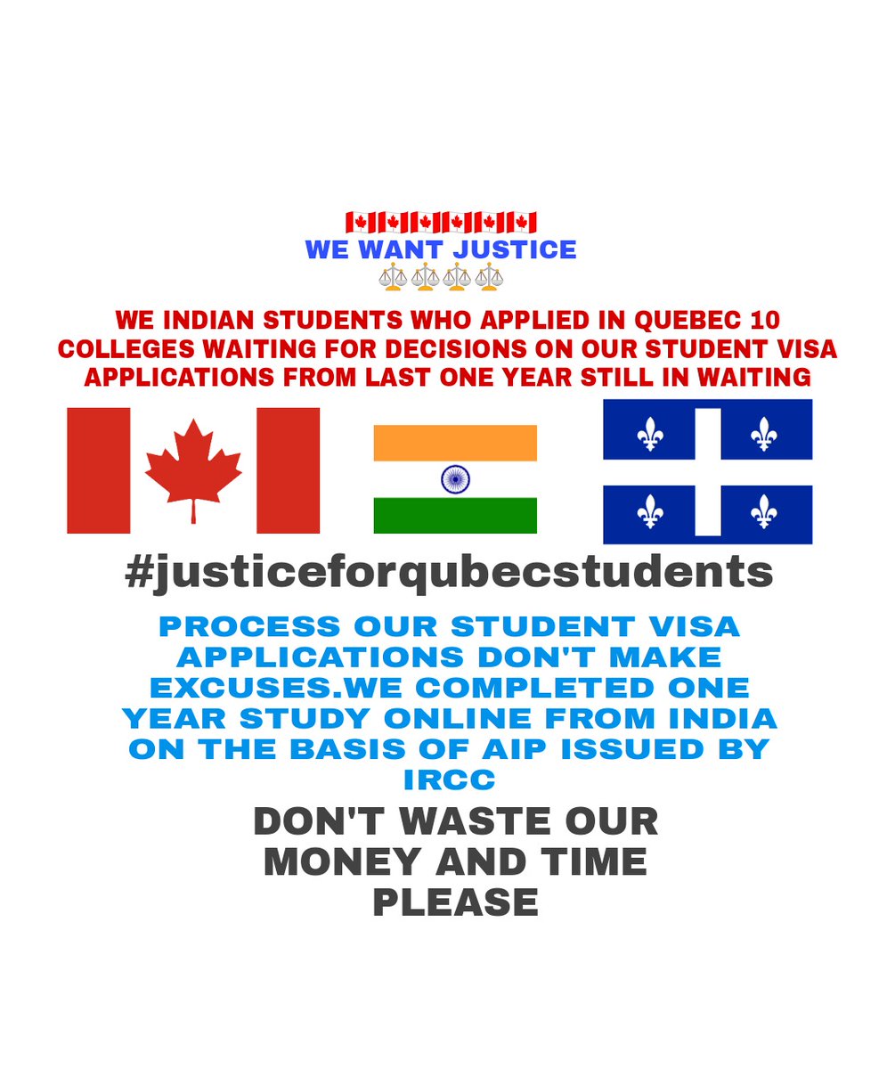 _student_indian's tweet photo. #WithdrawFilesFromQuebec @CitImmCanada EITHER ACCEPT OR REJECT OUR STUDY VISA APPLICATIONS.@marcomendicino  we  also paid fee for everything like others.we are not studying free of cost in Quebec 10colleges. Understand and solve our problems sir waiting from last one year. https://t.co/YiEdNewu4i