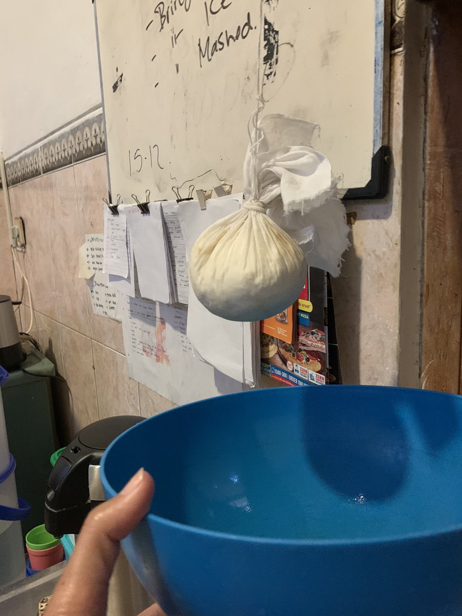mrsDBE's tweet photo. Yg terjadi saat bikin yoghurt sembarangan tanpa cek kualitas biangnya, terlanjur masuk sebagian Yg akhirnya SPLIT! Nekat Aja ; didihkan susu (til boiling point) kasih cuka, saring... voila! We have panner cheese/kind of ricotta. #janganditiru https://t.co/rwAz2QIWlP