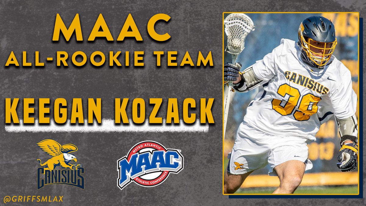 GriffsMLax's tweet photo. Congratulations to freshmen Keegan Kozack and Hunter Parucki (@ParuckiHunter) on being named to the @MAACsports Men’s Lacrosse All-Rookie Team!

#Griffs https://t.co/Rj7PbUI1wh