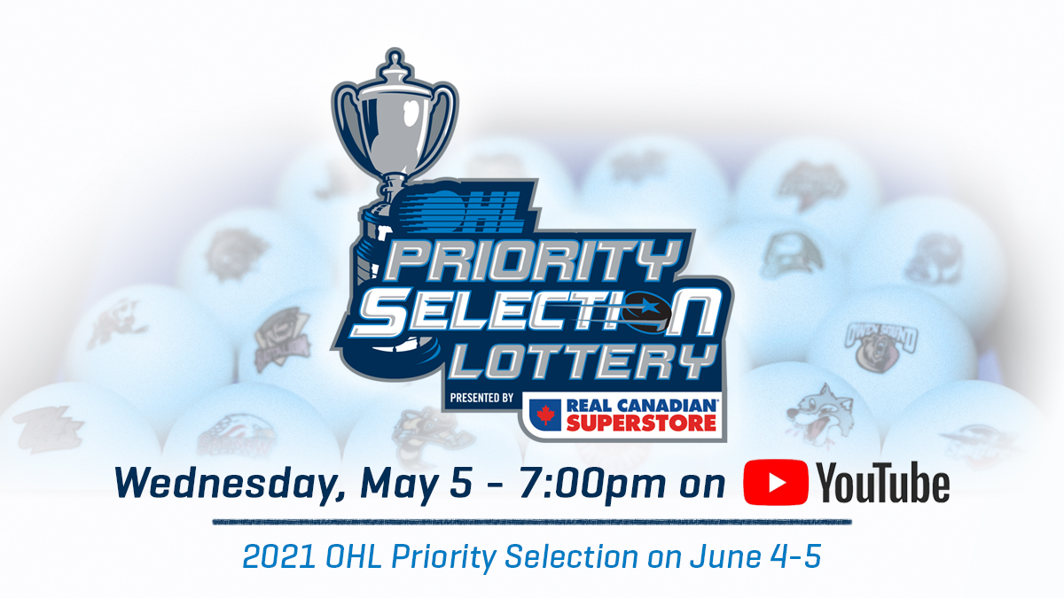 The first-ever #OHLDraft Lottery on May 5 will determine the order of selection for the 2021 #OHL Priority Selection Presented by @RealCdnSS set to take place on June 4-5. Catch both events live on @YouTube! DETAILS 📰: bit.ly/2021PrioritySe…