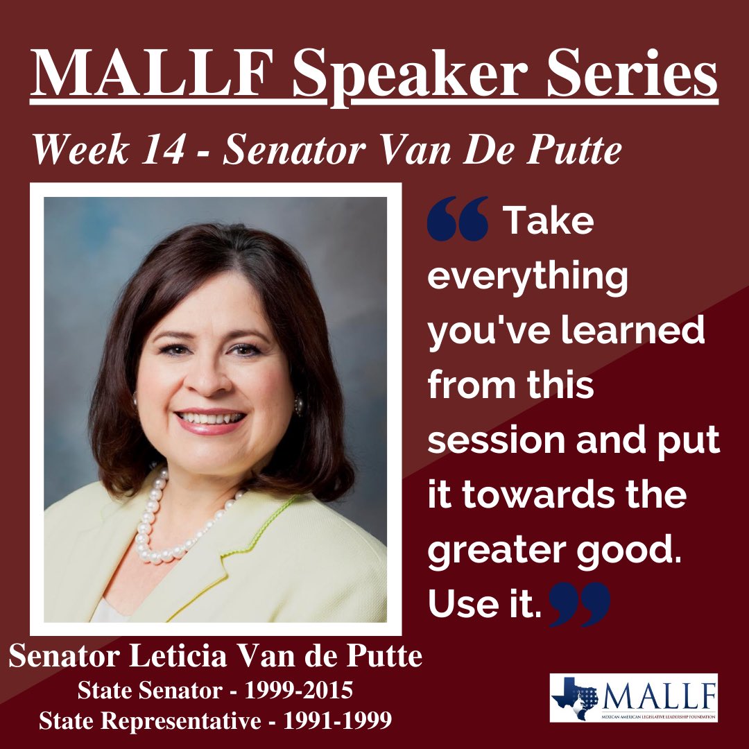 MALLF Speaker Series Recap: Last Friday, Fellows heard from a legendary figure in Texas politics, Senator Leticia Van de Putte. She shared the story of her journey in public service, and provided advice  on how to make an impact in our communities. #txlege