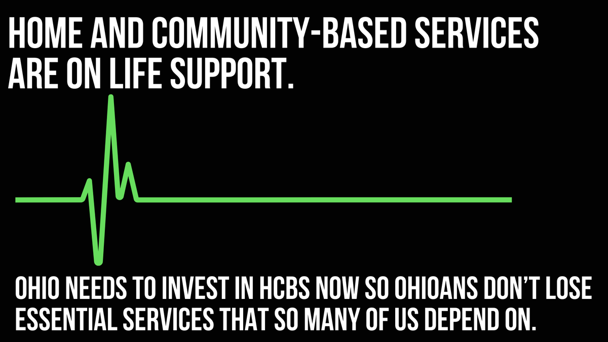 Home and community-based services are on life support. Historical underfunding of HCBS programs has put local providers in an untenable situation. Ohio needs to invest in home and community-based services now! #HCBS #investinhomecare