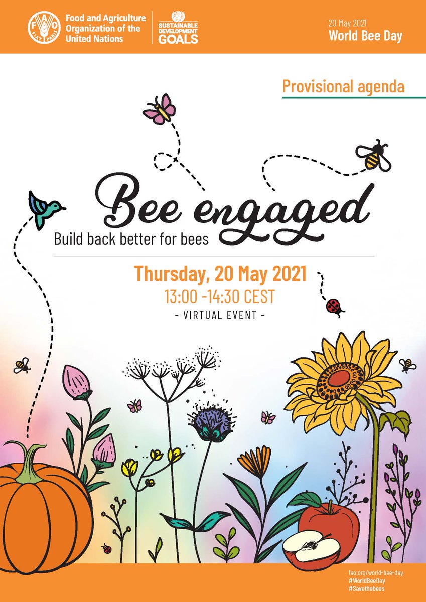 hienngo's tweet photo. Excited for #WorldBeeDay🐝@FAO May 20! The list of speakers has been posted https://t.co/6wMquymDNb 🐝come join @Luqui_Garibaldi @JaneCStout @PhrangRoy + more! #BeeEngaged &amp; register here: https://t.co/Q41rdR8Hmd https://t.co/uH7L6ixqon