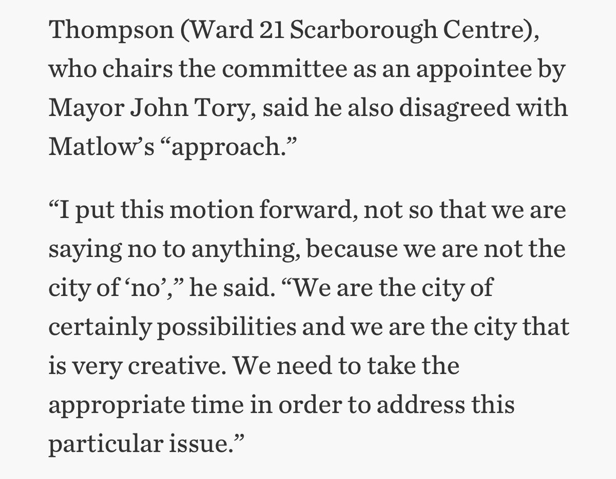 Reading  @jpags reporting on yesterday's meeting in  @TorontoStar, I was struck by who the loudest voices of dissent were: councillors from outside of Toronto with disappointing reactions to  @JoshMatlow's motion