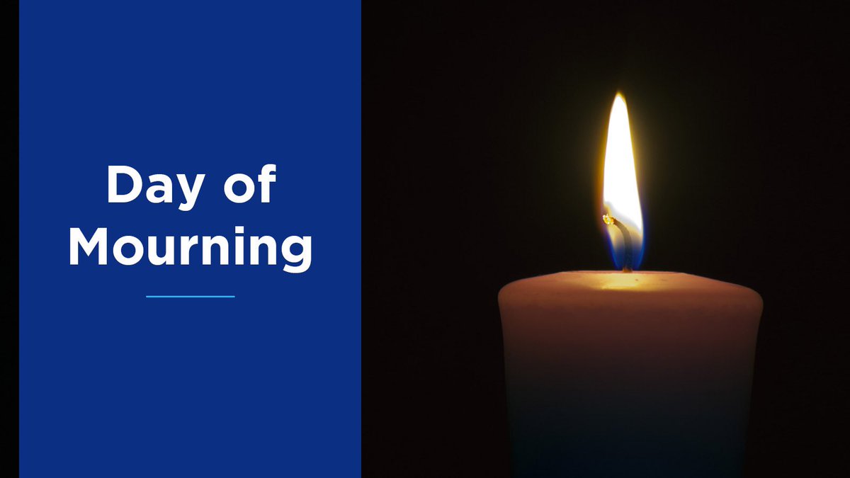 MonteMcNaughton's tweet photo. Today, Canadian and Ontario flags are flown at half-mast to mark the National Day of Mourning in Canada. We remember those who have lost their lives or their loved ones, or those who have suffered an injury or illness on the job, due to a work-related tragedy. #DayofMourning https://t.co/5QBEYbqRNu