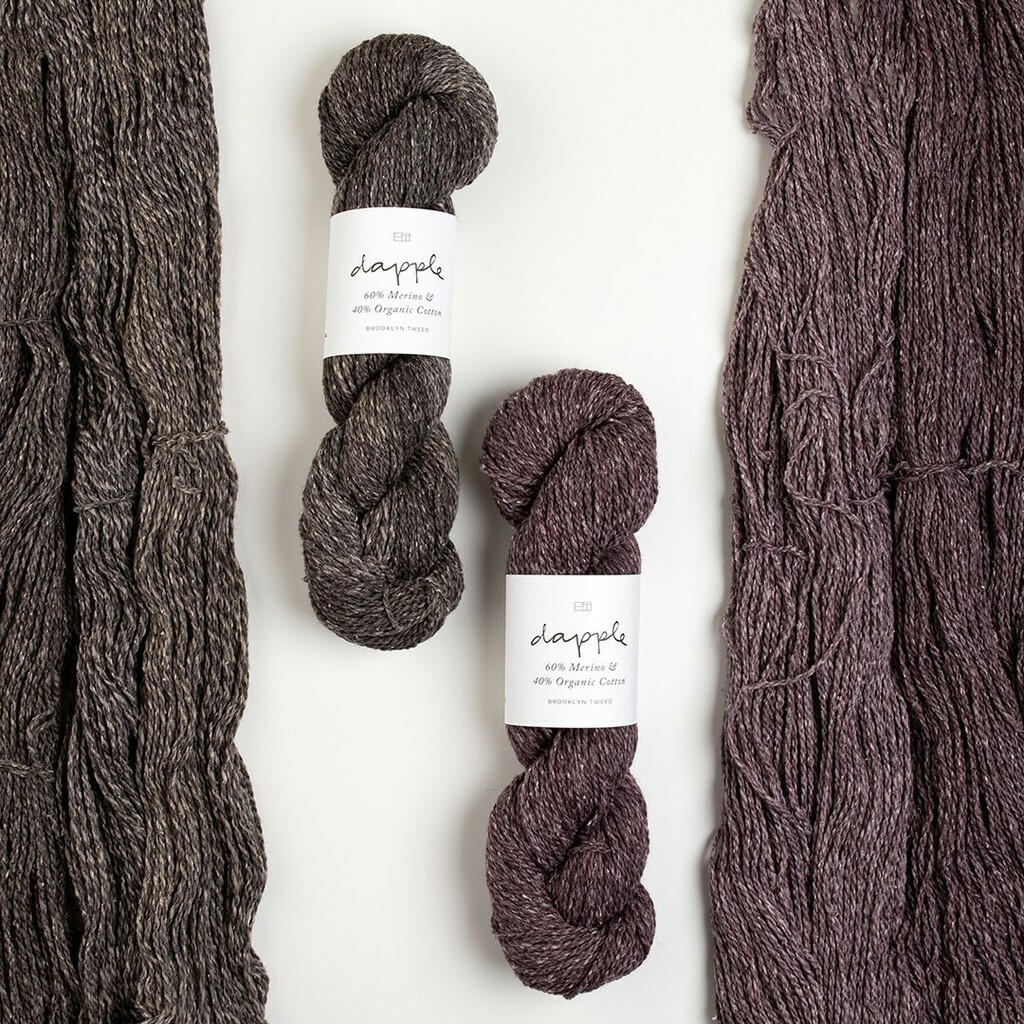 Just in time for warm weather: two new colors of Dapple by @brooklyntweed! Welcome Black Walnut and Currant to our Dapple palette. Dapple is a dk weight, US-made blend of 60% Colorado Merino wool and 40% Texas organic cotton. The blend makes for unique o… instagr.am/p/CONe5GCrmam/
