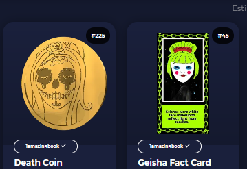 Ok! First #NFT #giveaway of a series.
To support <a href="/farleytimii/">Tim Farley the 2nd</a> 🙏❤️
Win 3 rares Death Coin, 3 rares Geisha Fact Card, and 15 common.

- Follow <a href="/Dub_wizard/">Dub wizard</a> and <a href="/farleytimii/">Tim Farley the 2nd</a> 
- Like and RT
- post your #WAX adress below
- Ending in 48 hours!

#WAXP #NFTCommunity <a href="/WAX_io/">WAX</a> <a href="/AtomicHub/">AtomicHub</a>