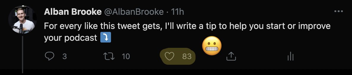 20/ Commit to a release schedule you can realistically keep up with. Aka, don& #39;t commit to daily episodes if you have a full-time job. Start with a smaller commitment and work your way up. (I appear to be running into this issue right now...)