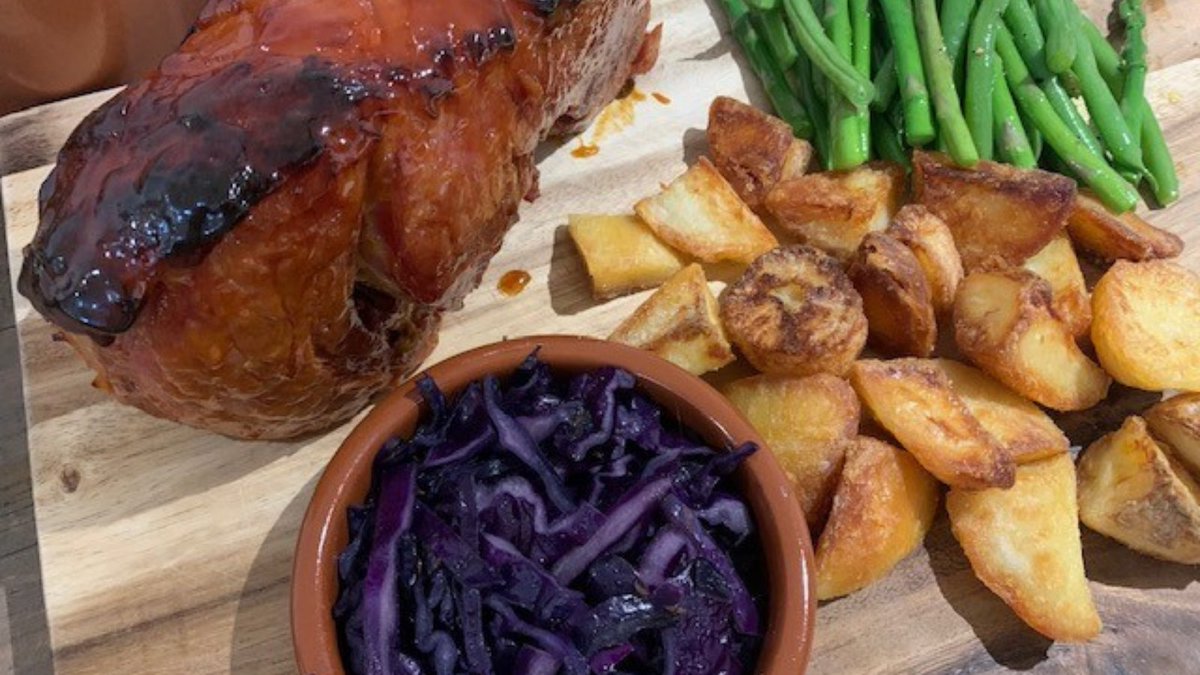 Back in the kitchen, cooking up a storm... Presenting our South Downs Farms Gammon, served with a Honey, Orange &amp; Dijon glaze. Full recipe to follow...