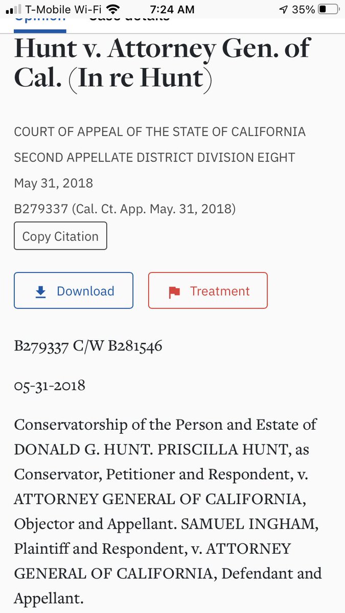 See below case HUNT v. ATTORNEY GENERAL OF CALIFORNIA from 2018. Also see Ronald Pearson and Alexandria Letzel listed from Loeb and Loeb. Not sure who is on whos side; maybe some of you law nerds could explain.