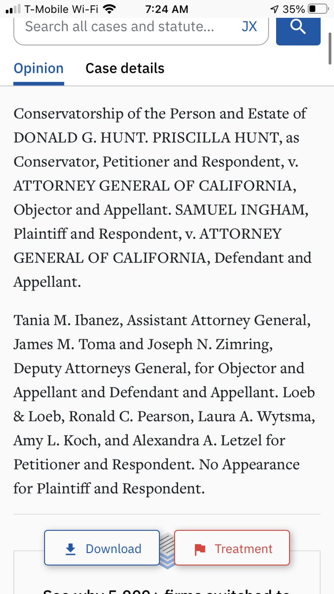 See below case HUNT v. ATTORNEY GENERAL OF CALIFORNIA from 2018. Also see Ronald Pearson and Alexandria Letzel listed from Loeb and Loeb. Not sure who is on whos side; maybe some of you law nerds could explain.