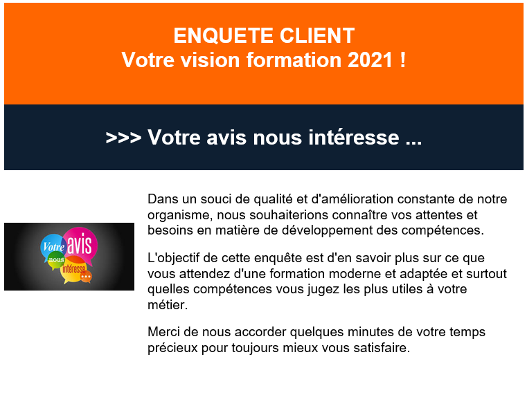 IFEC_Formation's tweet photo. [ENQUETE CLIENT]

Donnez votre avis !👉 https://t.co/2bPL63m0bU

#satisfactionclients #expertcomptable https://t.co/UkuHe4Bjln