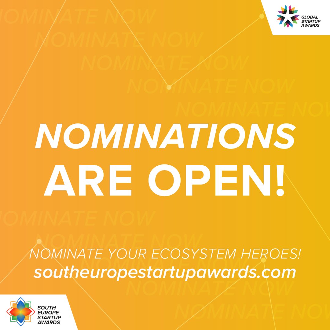 📣 PUBLIC NOMINATIONS ARE HEREBY OPEN 📣

Go nominate your favourite entrepreneurs NOW, by clicking here! ➡️ bit.ly/3nsJdG8

#GlobalStartupAwards #GSARegions #GSATribe #SESAwards #Innovation #SESANominations2021