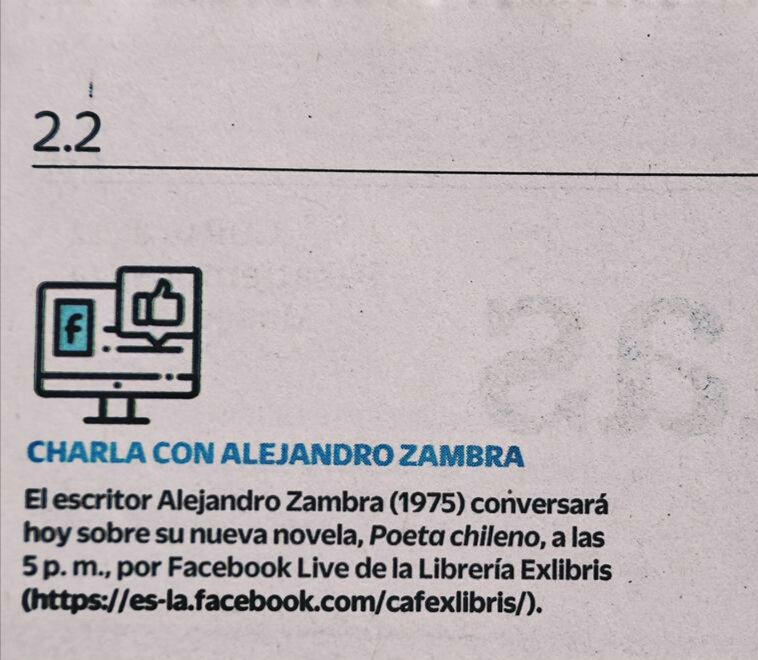 JuanCamiloRinc2's tweet photo. Hoy a las 5 pm hablaré con Alejandro Zambra en la presentación de su libro "Poeta chileno". Los espero en el Facebook live de @cafexlibris
#Poetachileno @grupopentaco @anagramaeditor #AlejandroZambra #noleer #literaturachilena #literaturalatinoaméricana https://t.co/mtRDYQrEF8